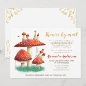 Goudfolie paddenstoel & bijen baby shower per post kaart (Voorkant / Achterkant)