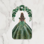 Goudfolie Quinceañera Emerald Green Floral Cadeaulabels (Achterkant)