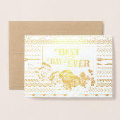 Goudfolie Roos Aztec Typografie Bruiloft Uitnodigi Folie Kaarten (Voorkant met envelop)