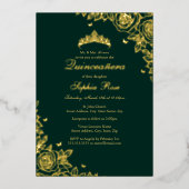 Goudfolie Roos Emerald Quinceanera Verjaardag Folie Uitnodiging (Voorkant)