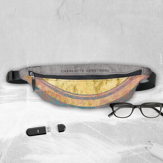 Goudfolie Roze Turquoise  Grunge Naam Heuptasje