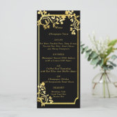 Goudfolie Rozen op Goud Metallic Lijst Menu (Staand voorkant)