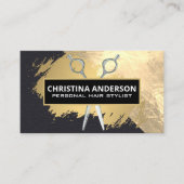 goudfolie | schaar | goudgeborsteld visitekaartje (Voorkant)