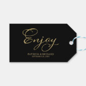 Goudfolie Script Geniet van bruiloft gunst Labels Cadeaulabel (Voorkant (Horizontaal))