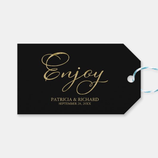 Goudfolie Script Geniet van bruiloft gunst Labels Cadeaulabel (Voorkant (Horizontaal))