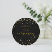 Goudfolie Stippen & Zwart Modern Circle Invitation Kaart (Staand voorkant)