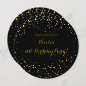 Goudfolie Stippen & Zwart Modern Circle Invitation Kaart (Voorkant / Achterkant)