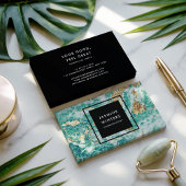 Goudfolie turquoise marmer waterverf chic elegant visitekaartje