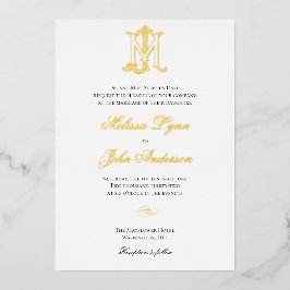 Goudfolie uitnodiging JM Monogram of MJ Monogram