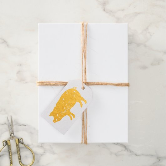 Goudfolie varkenssilhouet op maat kerstcadeau labe cadeaulabels (Met Koord)