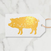 Goudfolie varkenssilhouet op maat kerstcadeau labe cadeaulabels (Voorkant (horizontaal))