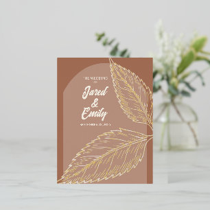Goudfolie verlaat Mocha Wedding Invitation Briefka Folie Uitnodiging Briefkaart