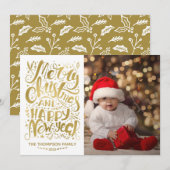 Goudfolie Vrolijk Kerstfeest Gelukkig Nieuwjaar Ka Feestdagenkaart (Voorkant / Achterkant)