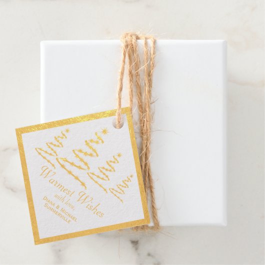 Goudfolie Warmste Wensen Kerstboom Gift Label (Met doos)