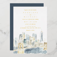 Goudfolie Waterverf New York City Bruiloft