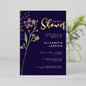 Goudfolie Waterverf Wildflower Vrijgezellenfeest Folie Uitnodiging (Staand Voorkant)