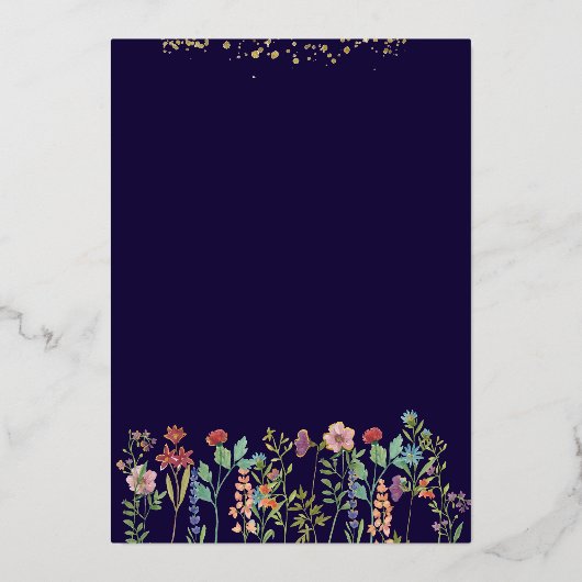 Goudfolie Waterverf Wildflower Vrijgezellenfeest Folie Uitnodiging (Achterkant)