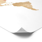 Goudfolie Wereldkaart met beweegbare harten koppel Poster (Hoek)