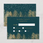 Goudfolie wintersneeuw groene dennenboom rsvp brui (Voorkant / Achterkant)