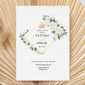 Goudfolie Wit Bloemen Islamitisch Moslim Bruiloft Folie Uitnodiging