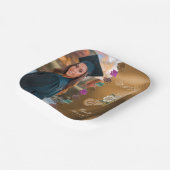 Goudfolie Witte Bloemen, Afstuderen Foto Papieren Bordje