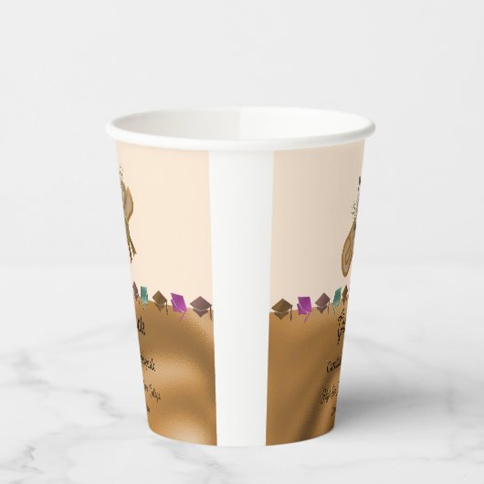 Goudfolie, Witte Engelse Rozen Afstuderen 2025 Papieren Bekers (Links)