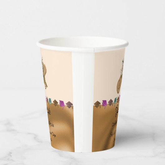 Goudfolie, Witte Engelse Rozen Afstuderen 2025 Papieren Bekers (Rechts)