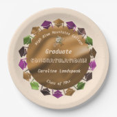 Goudfolie Witte Rozen Afstuderen 2025 Papieren Bordje (Voorkant)