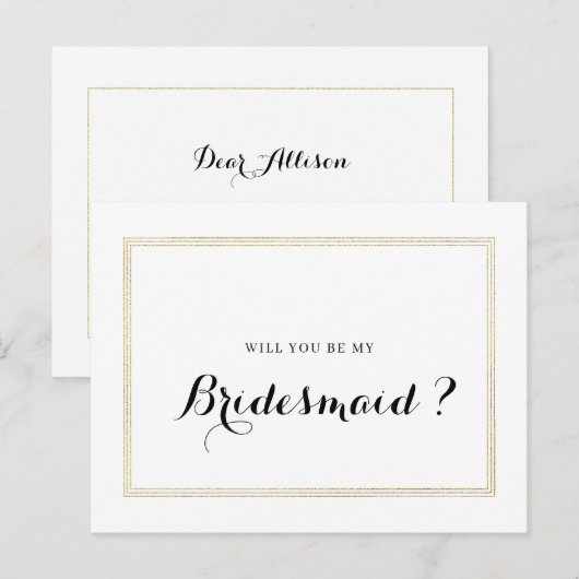 goudfolie zal je mijn bruidmaidskaart zijn uitnodiging briefkaart (Voorkant / Achterkant)