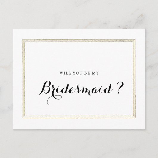 goudfolie zal je mijn bruidmaidskaart zijn uitnodiging briefkaart (Voorkant)