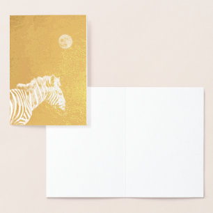 Goudfolie Zebra met maan Folie Kaarten