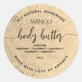 Goudfolie Zelfgemaakte BODY BUTTER Label (Voorkant)