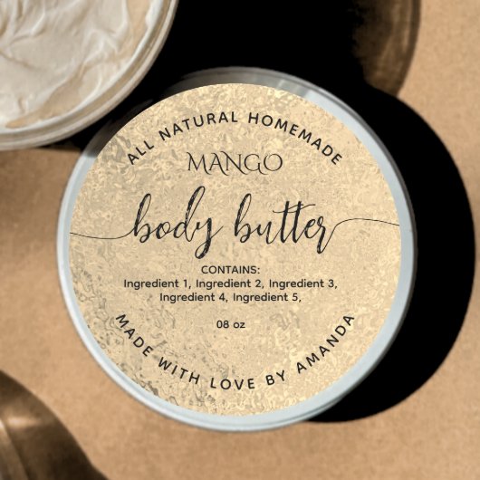 Goudfolie Zelfgemaakte BODY BUTTER Label