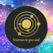 Goudfolie Zonnestelsel Planeten Ronde Sticker