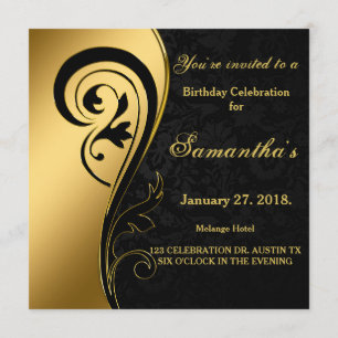 Goudfolie, zwammen, zwarte vogel, 50e verjaardag kaart