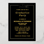 Goudfolie Zwart Afstuderen Invitation Framed Folie Uitnodiging (Voorkant)
