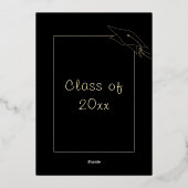 Goudfolie Zwart Afstuderen Invitation Framed Folie Uitnodiging (Achterkant)