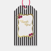 Goudfolie zwart met witte streep roos florale labe cadeaulabel (Achterkant)