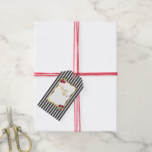 Goudfolie zwart met witte streep roos florale labe cadeaulabel (Met Touw)