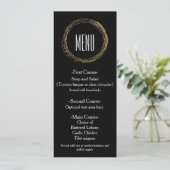 Goudfolie & Zwarte Glamour Circle Chique Menu Kaar (Staand voorkant)