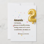 Goudfolieballon en Confetti 2e Verjaardag Kaart (Voorkant)