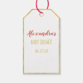 Goudfoliegrens, champignons & bijen, baby shower cadeaulabel (Achterkant)