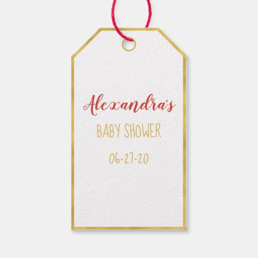 Goudfoliegrens, champignons & bijen, baby shower cadeaulabel (Achterkant)