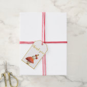 Goudfoliegrens, champignons & bijen, baby shower cadeaulabel (Met Touw)