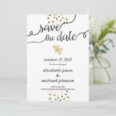 Goudfolieharten en Confetti Bewaar de datum Save The Date (Staand voorkant)
