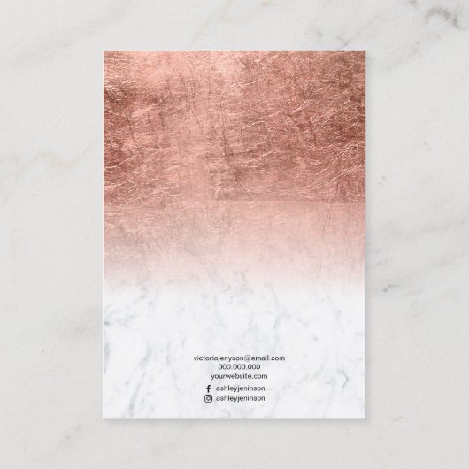 Goudfoliejuwelen van marmer roos visitekaartje (Achterkant)