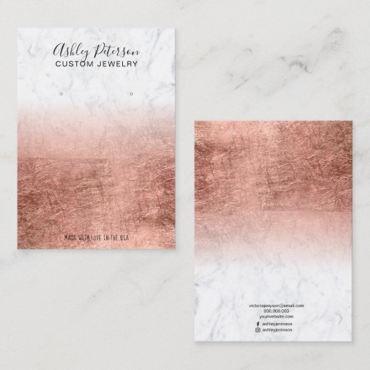 Goudfoliejuwelen van marmer roos visitekaartje (Voorkant / Achterkant)