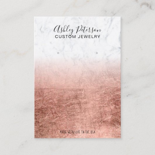 Goudfoliejuwelen van marmer roos visitekaartje (Voorkant)