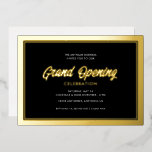 Goudfoliekalligrafie Grand Opening Folie Folie Uitnodiging<br><div class="desc">Deze elegante Grand Opening uitnodiging is voorzien van een ontwerp dat is voorzien van een gouden foliescript en een gouden foliergrens op een zwarte achtergrond.</div>