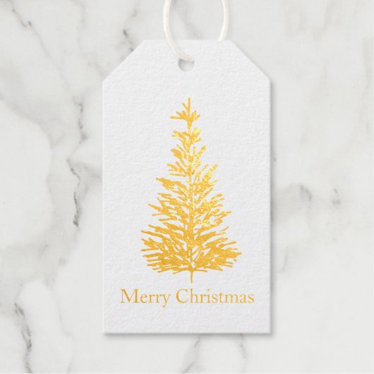 goudfoliepijnboom cadeaulabels (Voorkant)